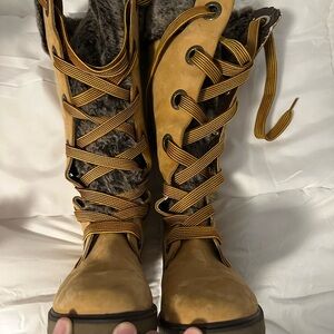 Timberland Mirney Faux Fur Lace Up Women's Knee High Winter Boots